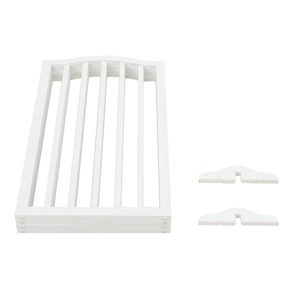 Foldable Freestanding 3/4-panel Arched Pet Gate, Indoor Safety Barrier For Doorways, Halls & Staircases | Small | White