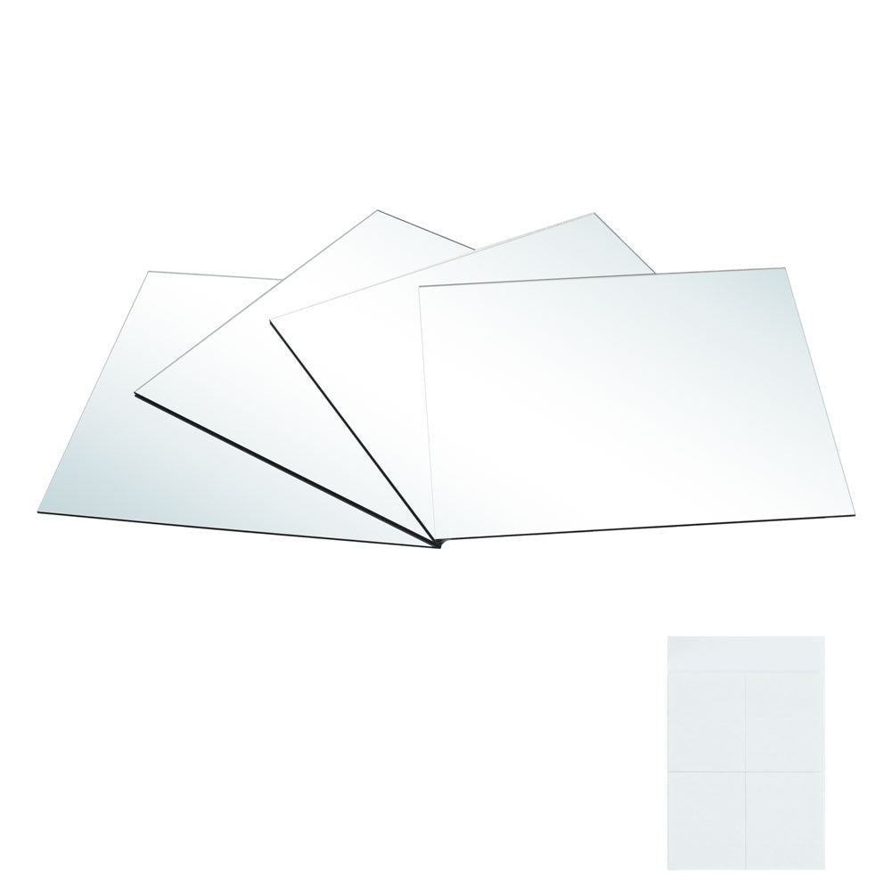 4 Pack Acrylic Wall Mirror Tiles 30x30cm – Self Adhesive Square Mirrors