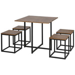 Compact Dining Set, Wood Bar Table, 5pc