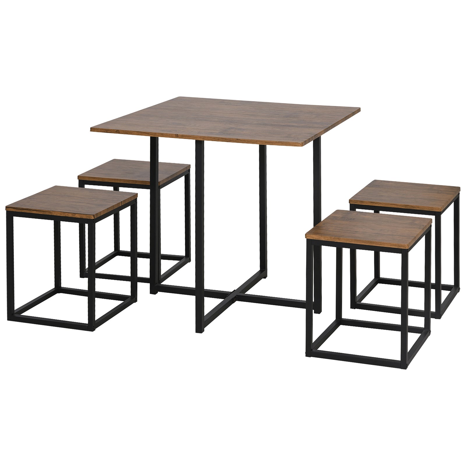 Compact Dining Set, Wood Bar Table, 5pc