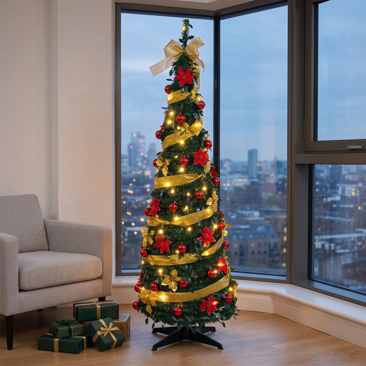 Breeins Pre-lit Pop-up Artificial Christmas Tree