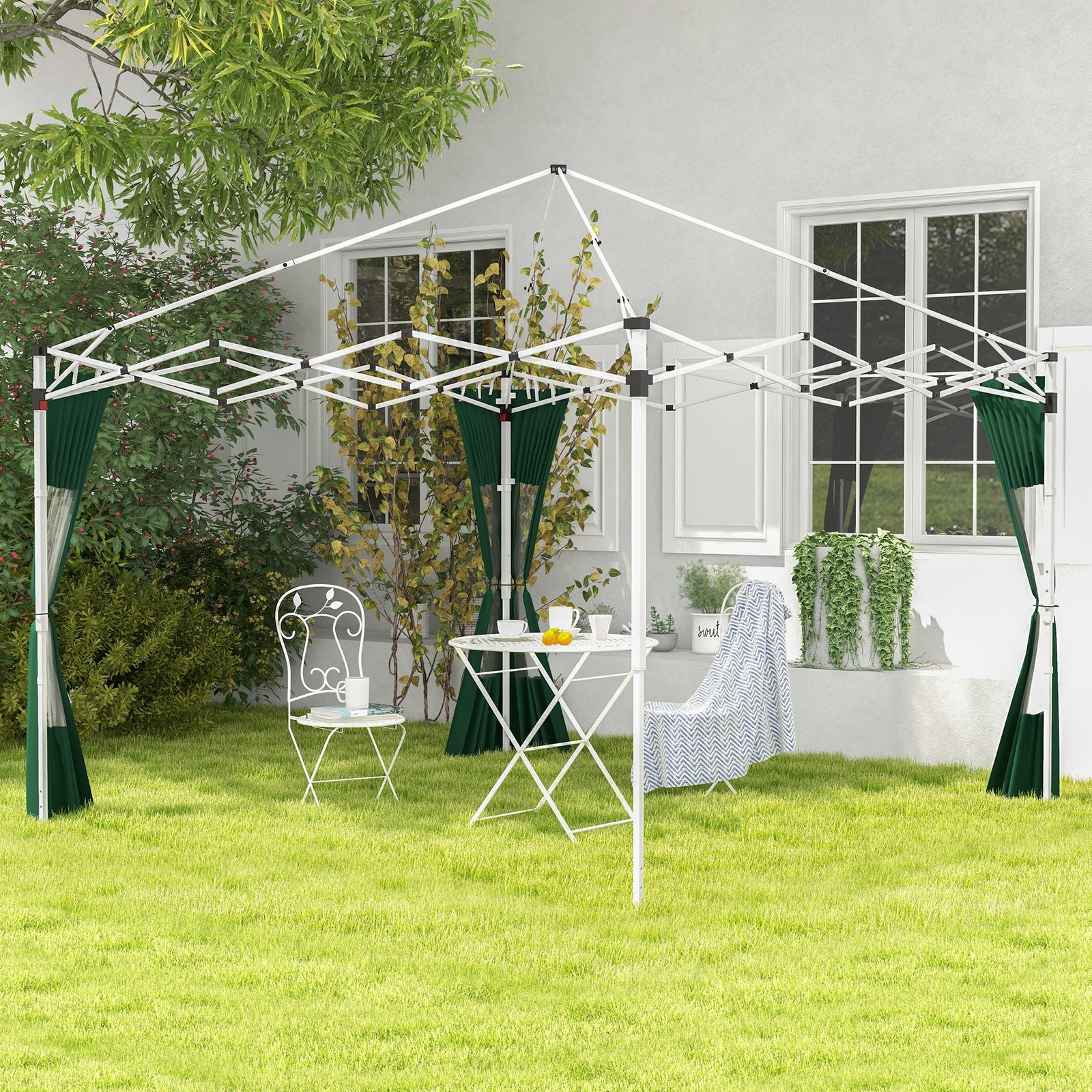 3x3(m) Or 3x6m Pop Up Gazebo Side Panels With Windows | Green