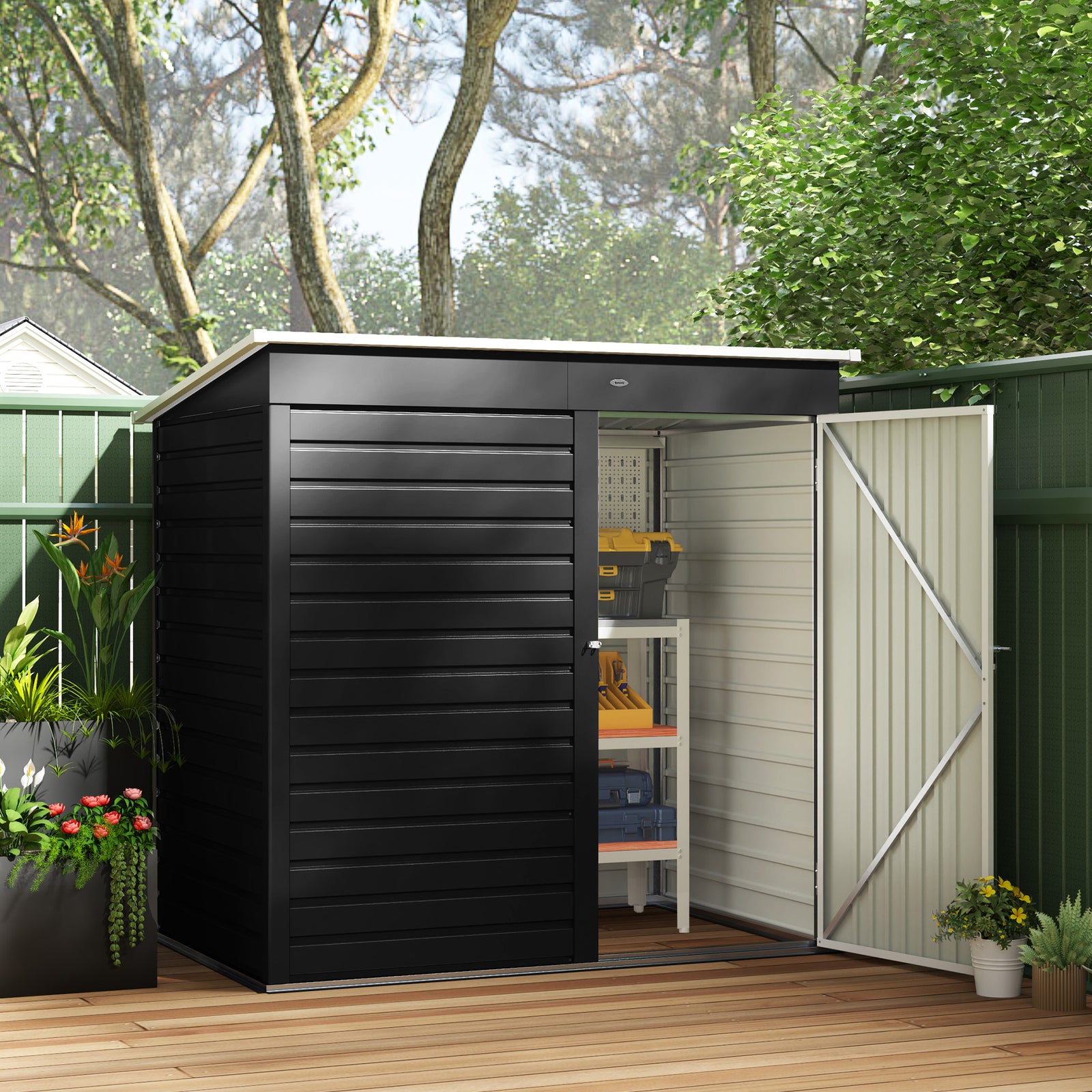 6 X 4ft Metal Garden Shed W/ Lockable Door
