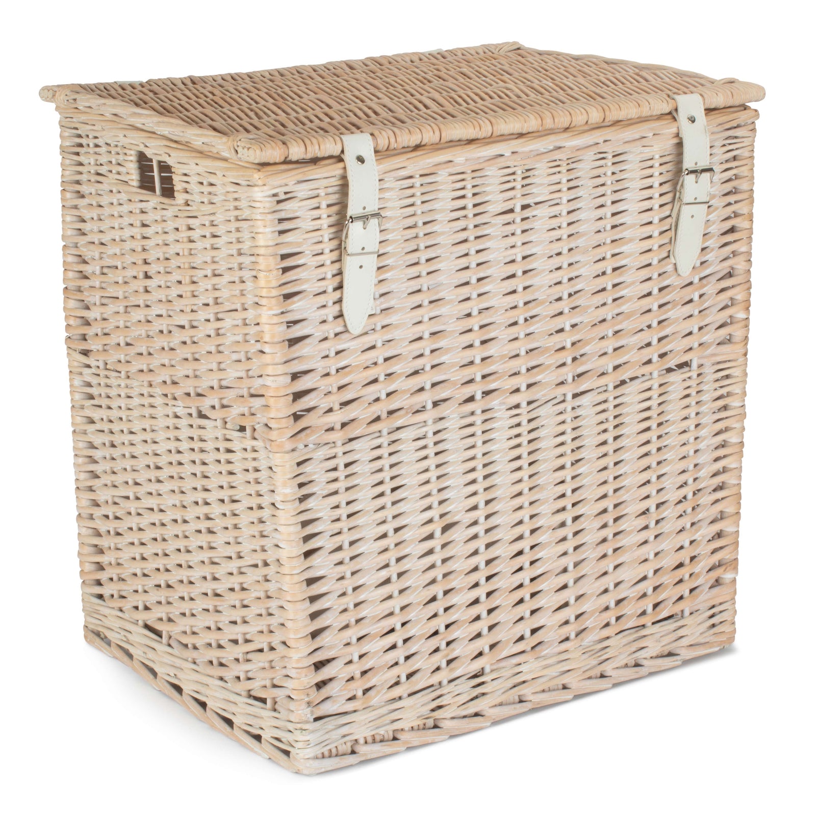 Wicker White Wash Vintner Storage Picnic Basket | Large | White