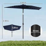 2.6 M Half Parasol With Solar Lights, Upf50+ Semi Round Umbrella | Dark Blue