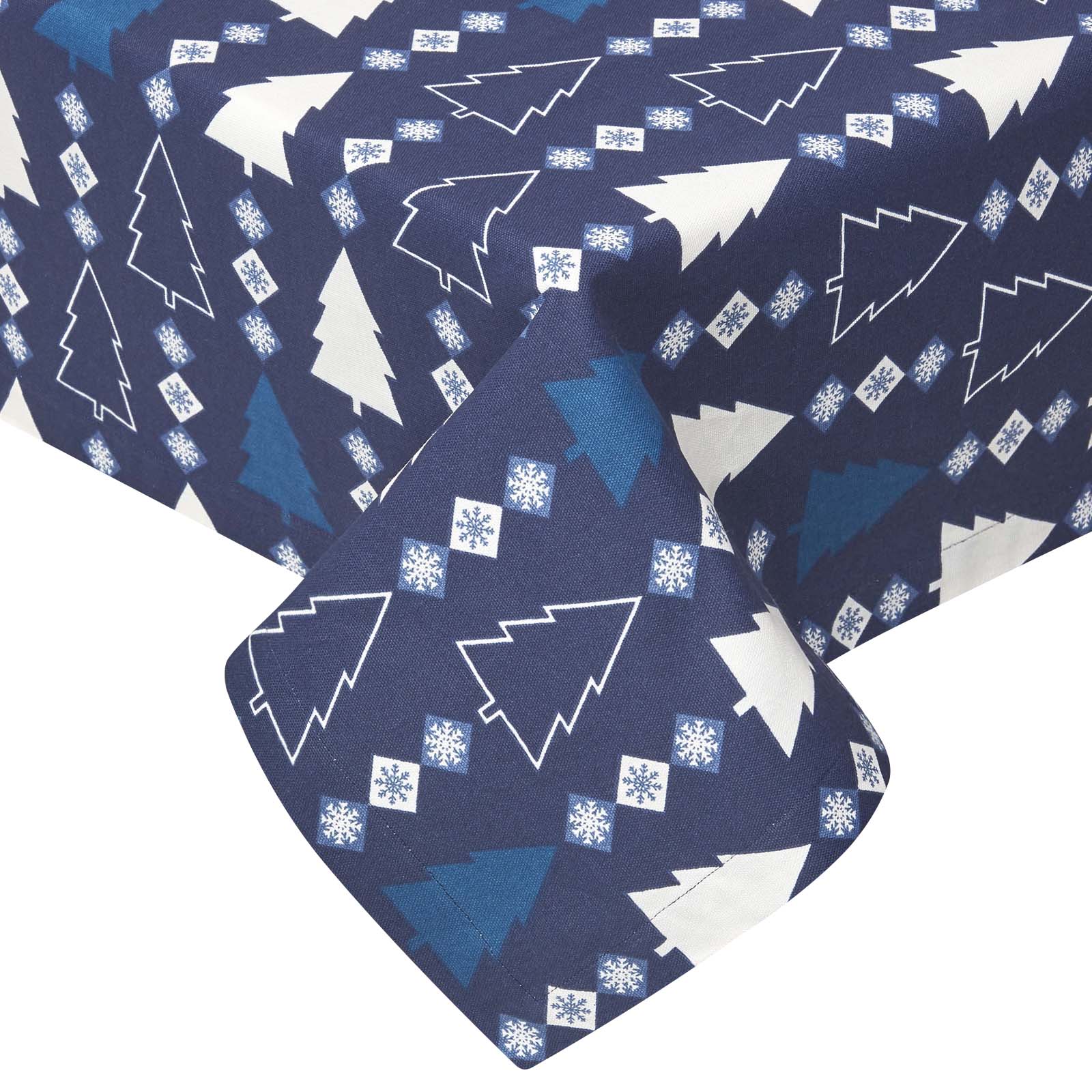 Blue Winterland 100% Cotton Christmas Tablecloth | 178 x 305cm | Blue