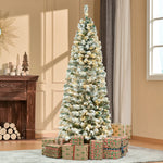 4/5/6ft Prelit Snow Flocked Christmas Tree With Light | 6ft | Green