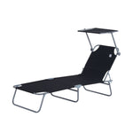 Reclining Sun Lounger Folding Recliner Garden Chair | Set-of-1 | Black