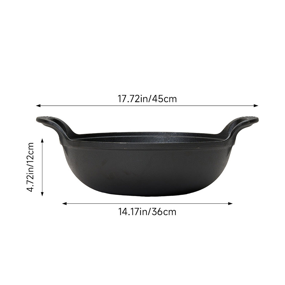 32cm/34cm/36cm Dia Cast Iron Wok With Dual Handles | Large