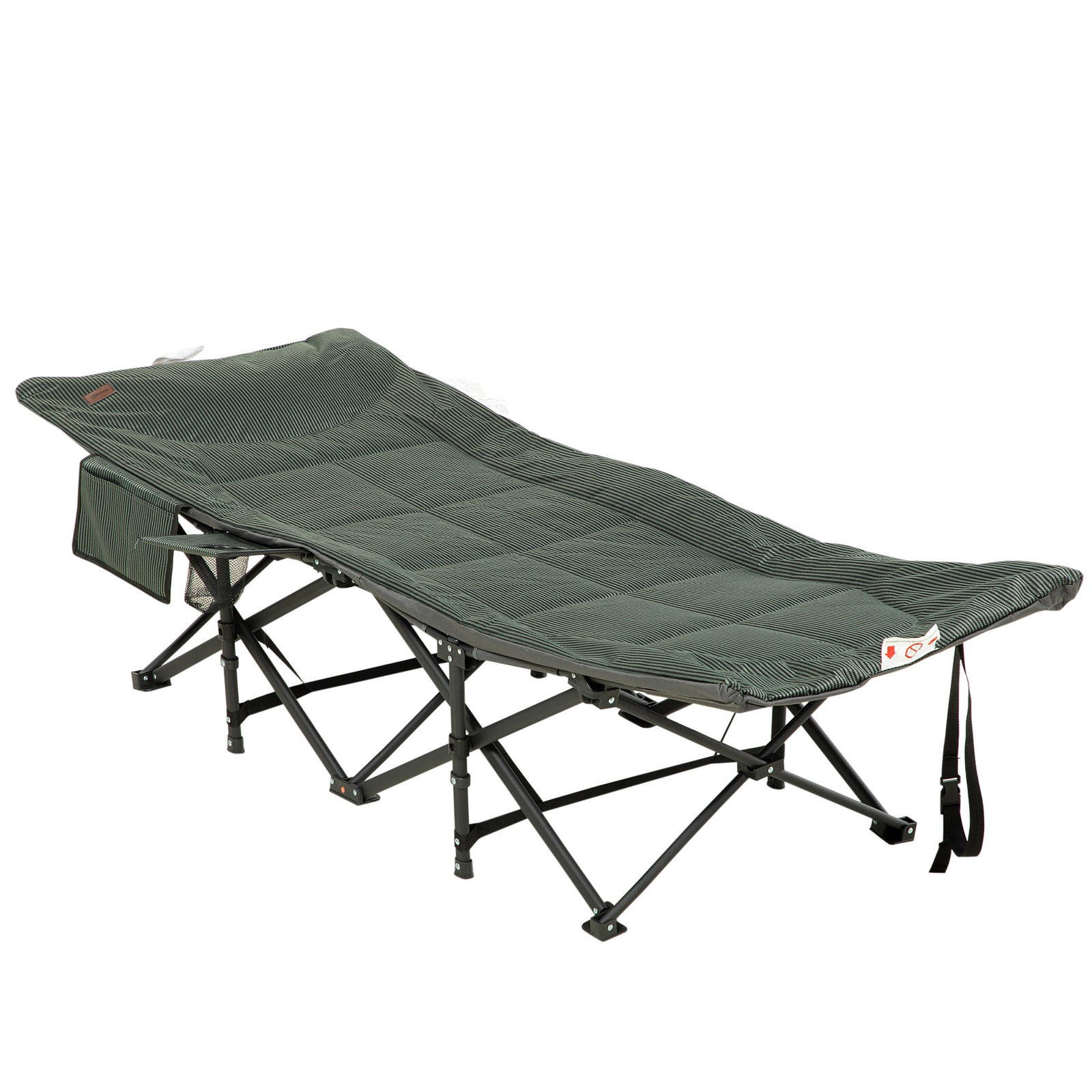 Foldable Camping Bed W/ Padding, Bag, Cup Holder