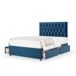 Plush Velvet 4 Drawer Divan Base And Button Headboard | Small Double | Midnight Blue