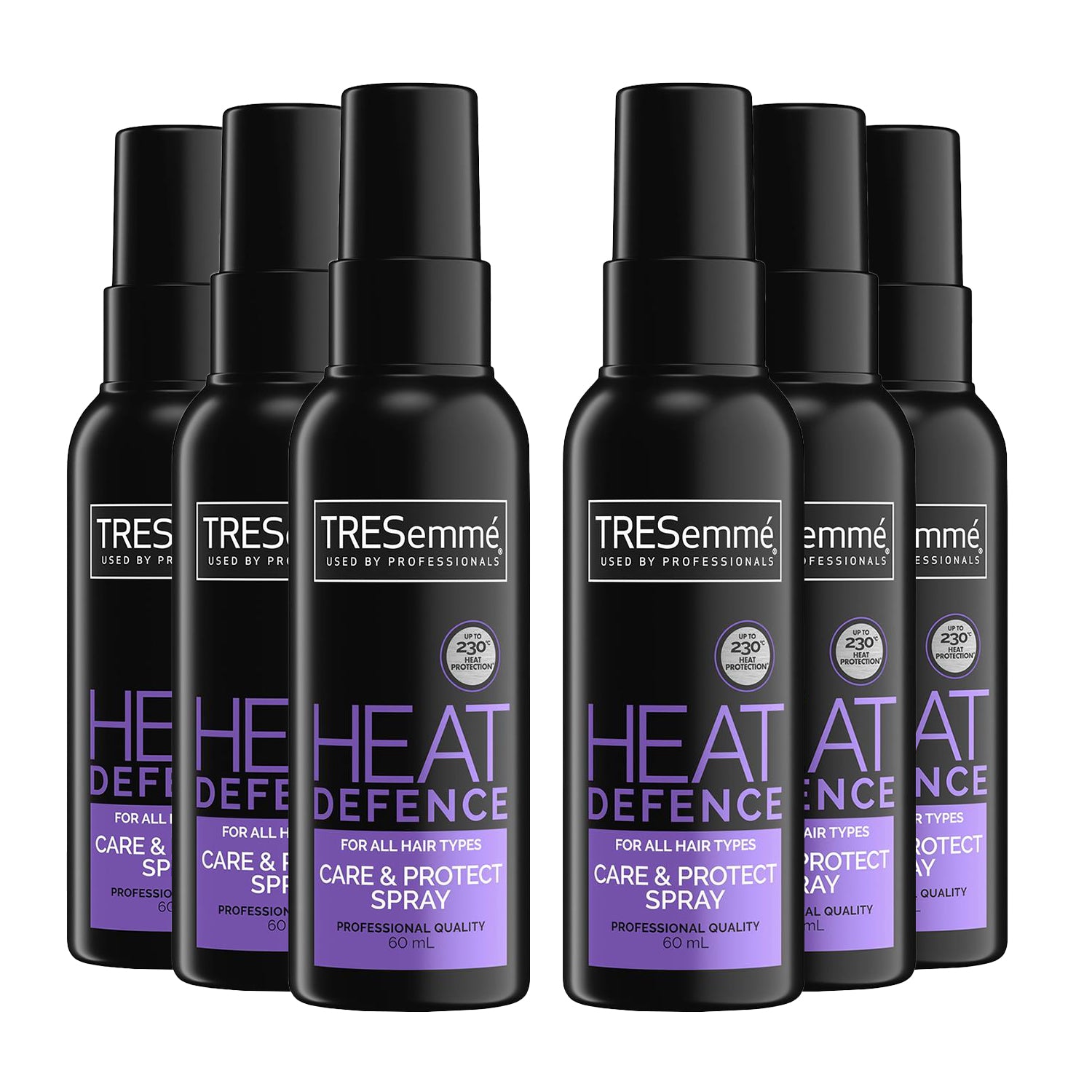 Heat Defence Care & Protect Hair Spray For All Hair Types, 6x 60ml