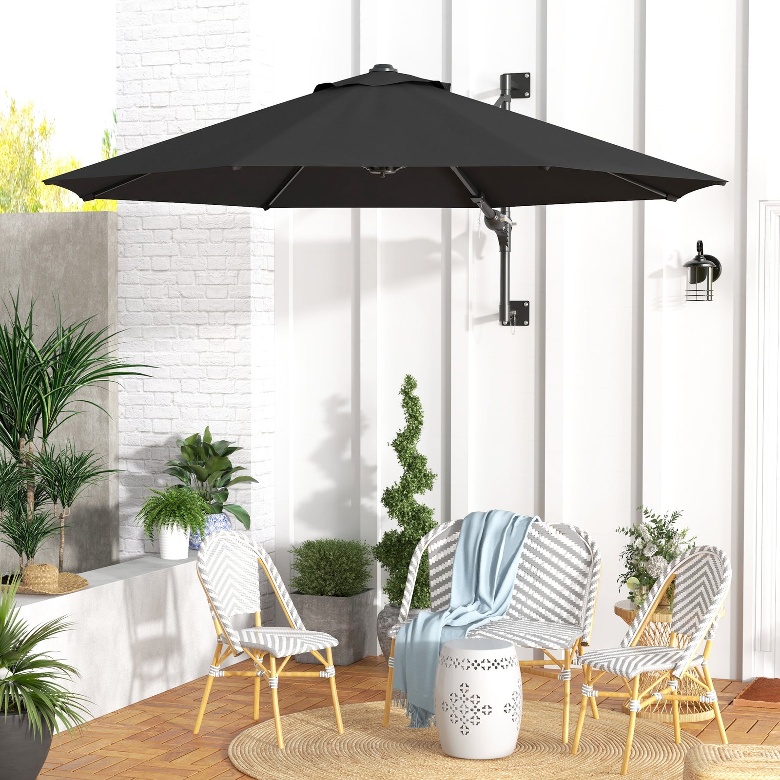 Wall Mounted Parasol W/ Vent & 8 Ribs | Charcoal Grey