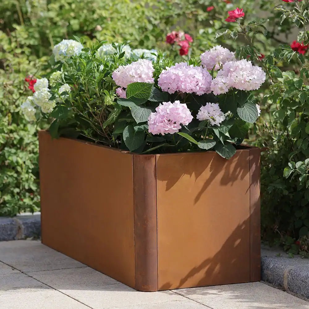 Corten Steel Trough Planter - Pre-rusted | 100cm x 40cm x 40cm | Brown