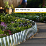 Silver Metal Corrugated Metal Lawn Edging Garden Border Roll | 12m | Silver