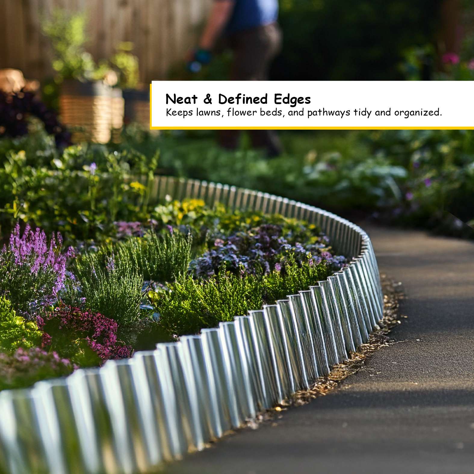 Corrugated Metal Lawn Edging Garden Border Roll | 5m | Silver