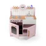 Pink Wooden Country Play Kitchen With Realistic Features