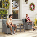 2 Pieces Rattan Garden Chairs, Cushioned Rattan Chairs | Light Grey