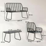 Rattan Garden Furniture Set, 4 Piece Outdoor Patio Furniture | Black