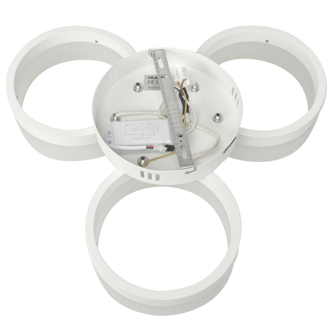 Ring 46cm Led Designer Pendant Lamp A Stunning Centrepiece Formed From 3 Hypnotic White Hoops 36w(150w) Led Hoop