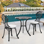 3-Piece Black Cast Iron Outdoor Bistro Set  Weather Resistant Patio Furniture with Round Table & 2 Chairs – Small Balcony or Garden Use | Set-of-3 | Black