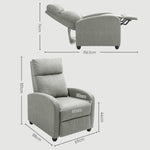 Linen Fabric Manual Reclining Chair With Padded Seat