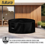 Round Waterproof Garden Furniture Cover, Outdoor Patio Weatherproof Table & Chair Set Shield | 230 x 100cm | Black