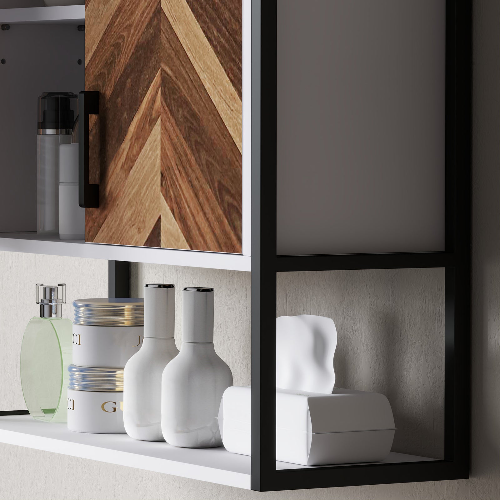 Bathroom Cabinet Wall Mounted Over The Toilet With 2 Doors