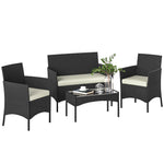 4 Piece Rattan Garden Furniture Sofa Set With Cushions | Cream