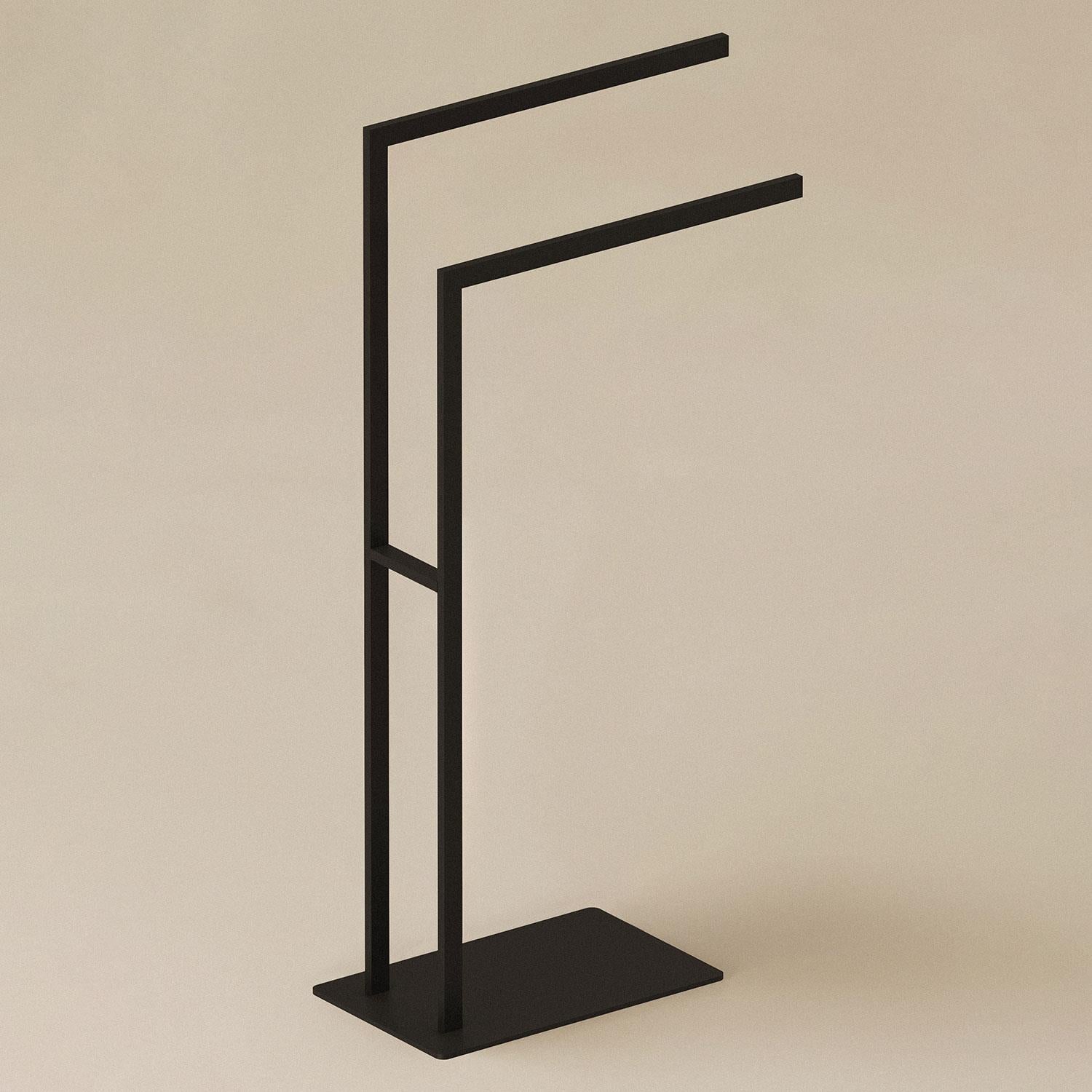 Towel Stand 2 Towel Rail Freestanding Matt Black Essentials Collection