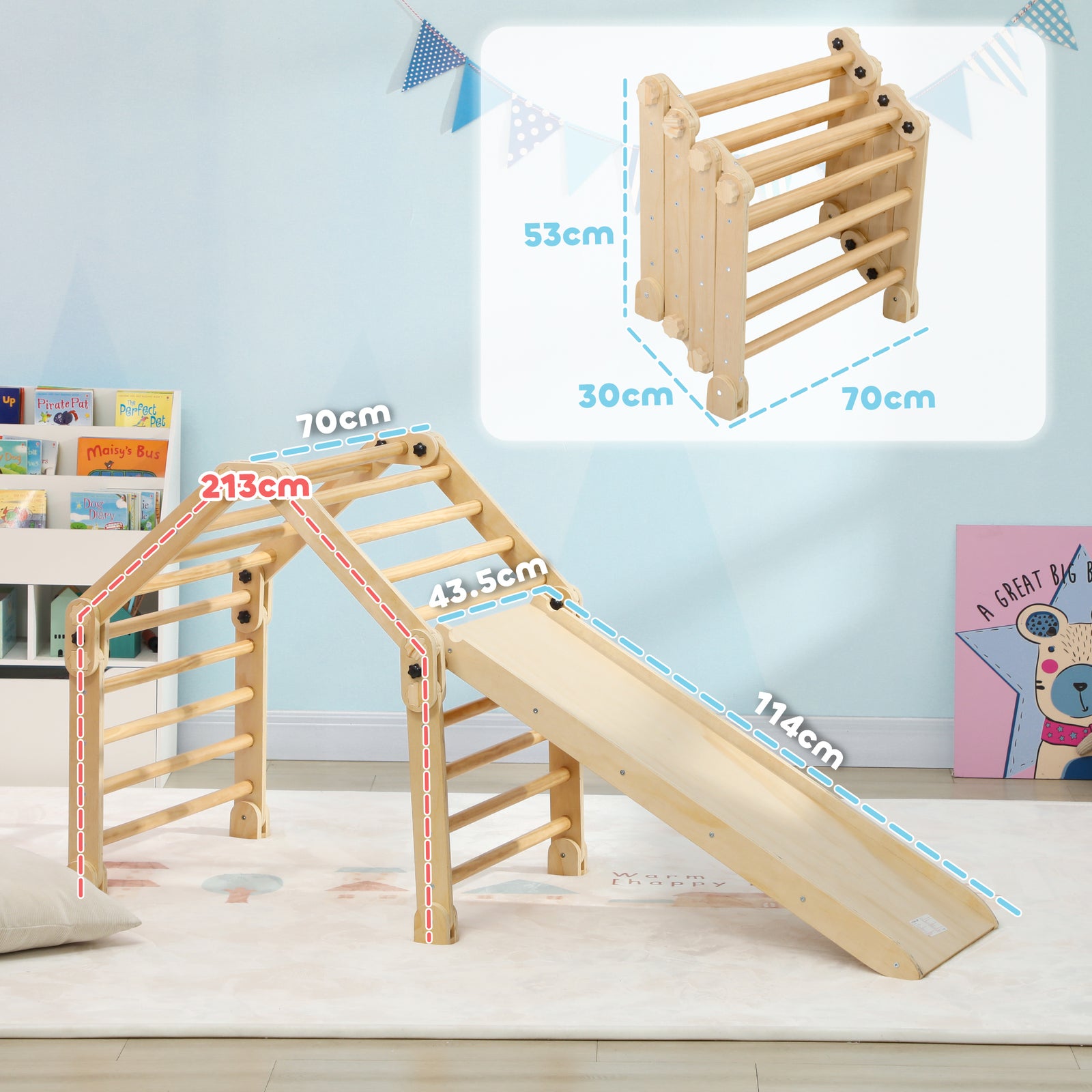 3 In 1 Kids Climbing Set, Foldable Toddler Climbing Toys With Ramp