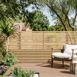 180cm W X 120cm H Garden Privacy Wooden Fence Panel, Solid Pine Slatted Outdoor Fence With Water-based Finish | One Size | Natural Oak