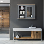 Bathroom Mirror Cabinet Storage Organizer With Open Shelves