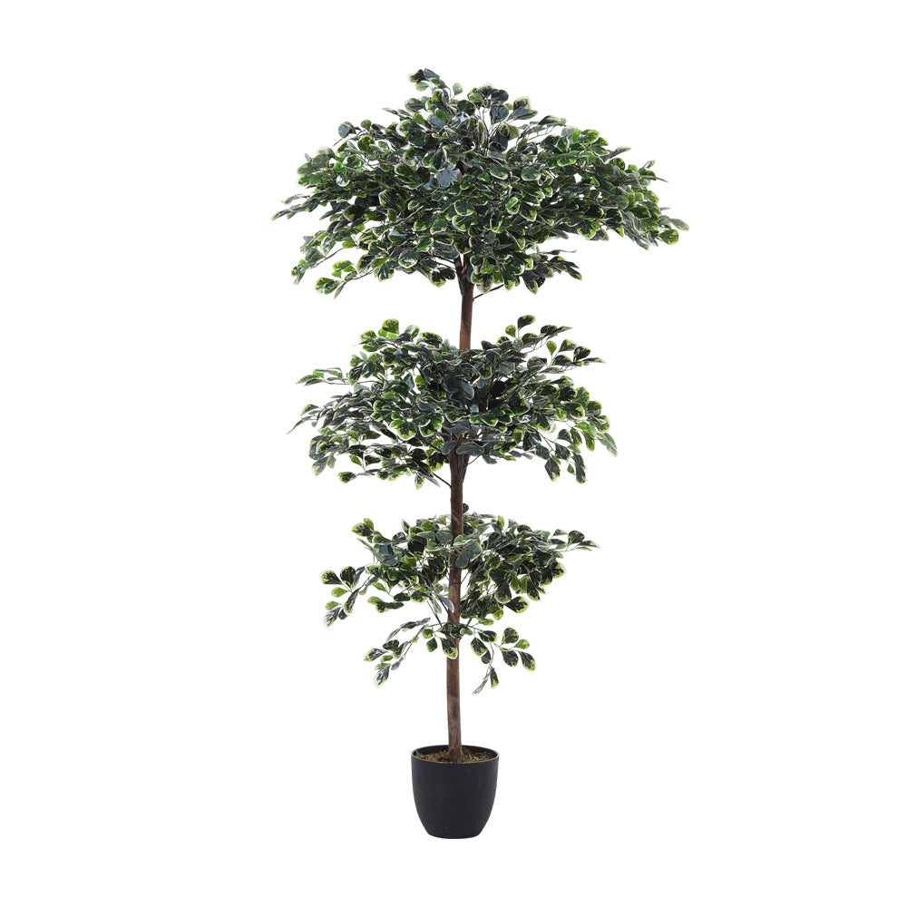 185cm Artificial Ficus Silk Tree With 3 Layers Of Lush Leaves Decorative Fake Plant