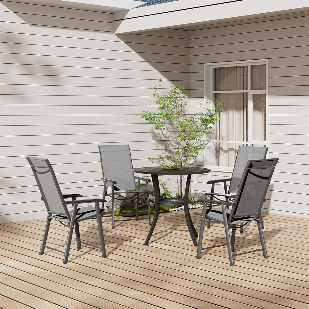 Round Garden Metal Slatted Coffee Table - 80cm Dia X 73cm