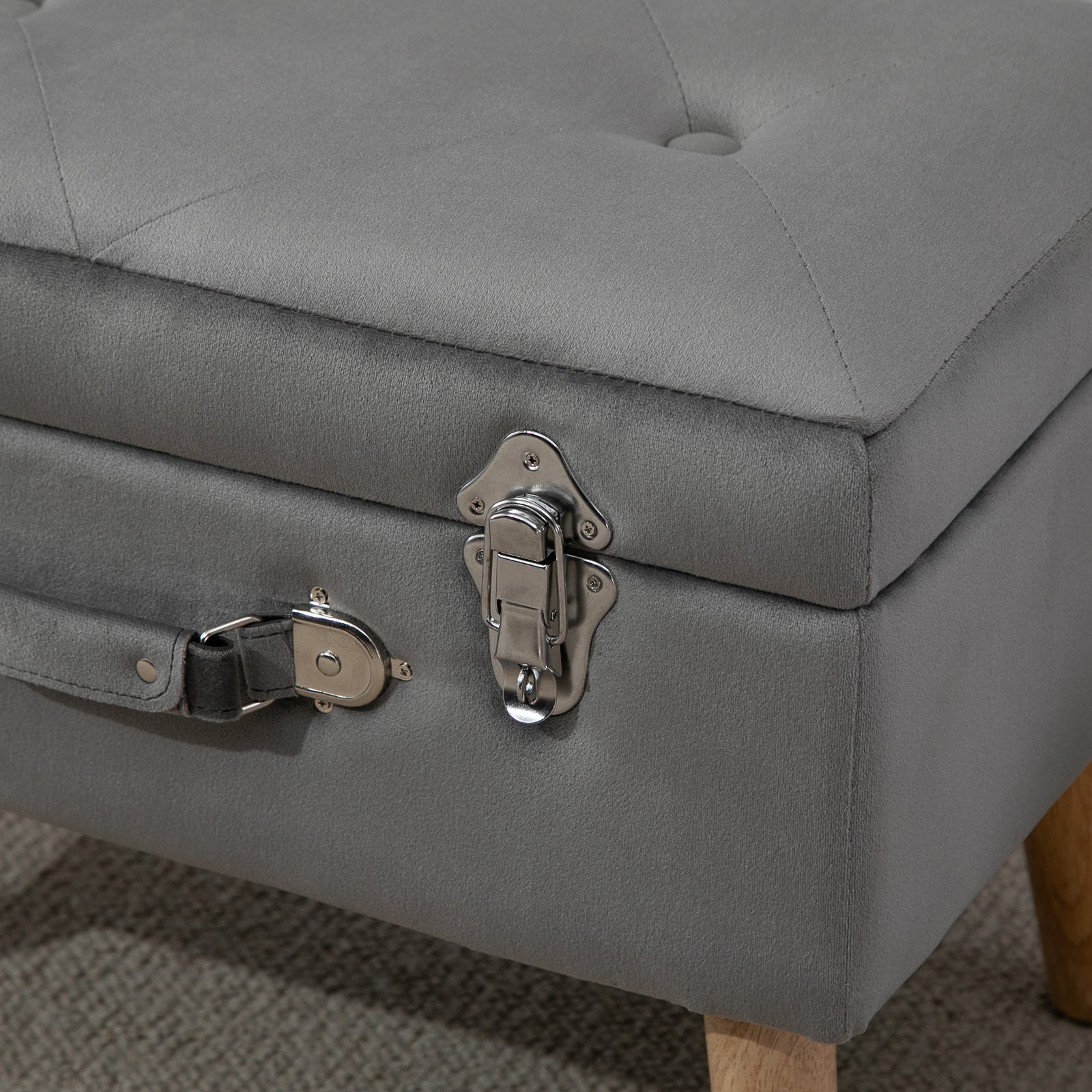 Velvet Storage Stool, Suitcase Design