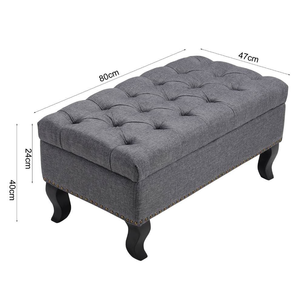Modern Nailhead Trim Buttoned Ottoman Bench