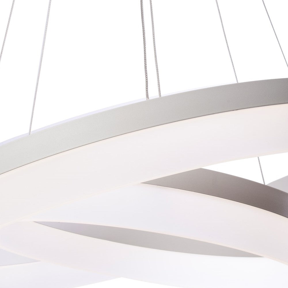 Ring Led Designer Pendant Lamp A Stunning Centrepiece Formed From 2 White Circular Led Hoops With Remote Control Included
