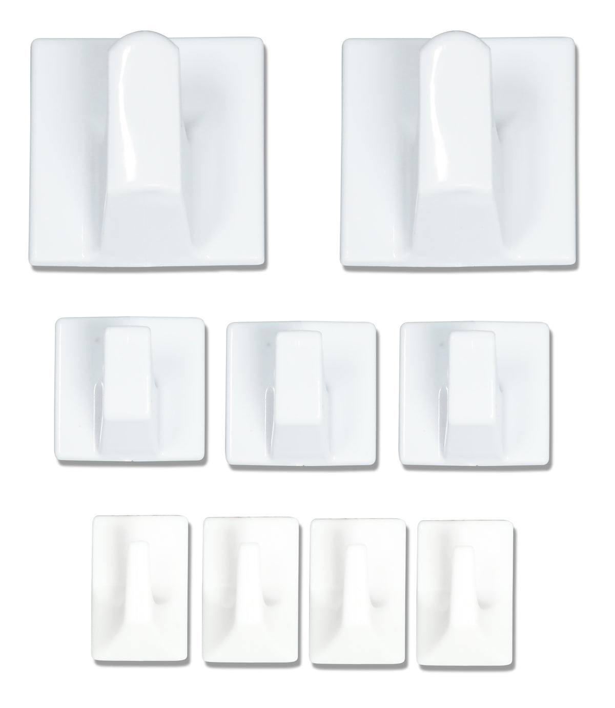 St Helens Assorted Self Adhesive Square Shaped Plastic Hooks (pack Of 9)