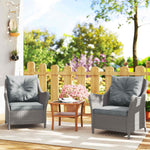 2 Pieces Rattan Garden Chairs, Cushioned Rattan Chairs | Light Grey