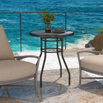 Garden Table W/ Tempered Glass Top, Steel Frame | Multi Colour