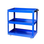 Tool Storage Heavy Duty Durable Garage Trolley Workshop 3 Tier Wheel Cart Shelf | Blue
