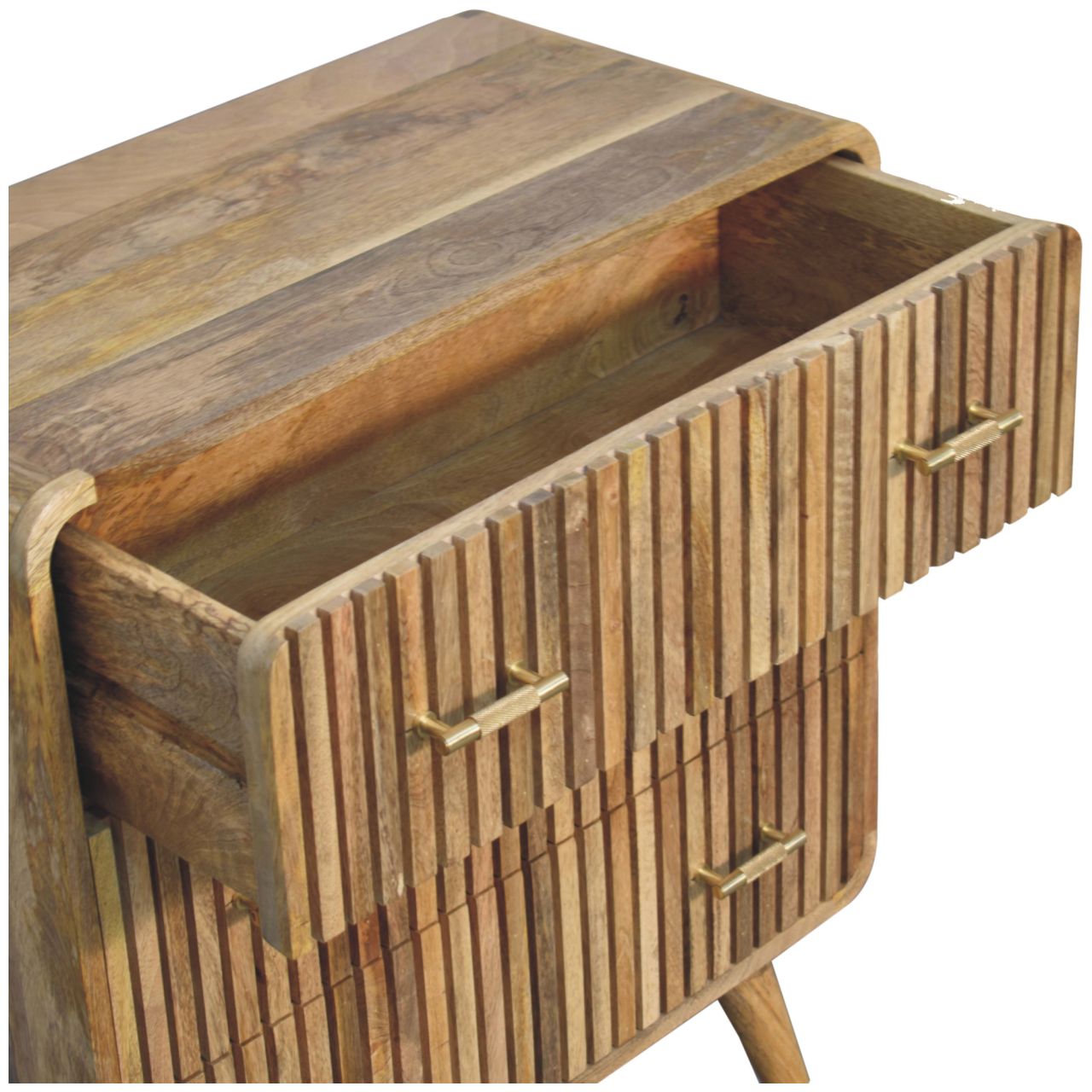 Solid Mango Wood T-bar Ridged Chest