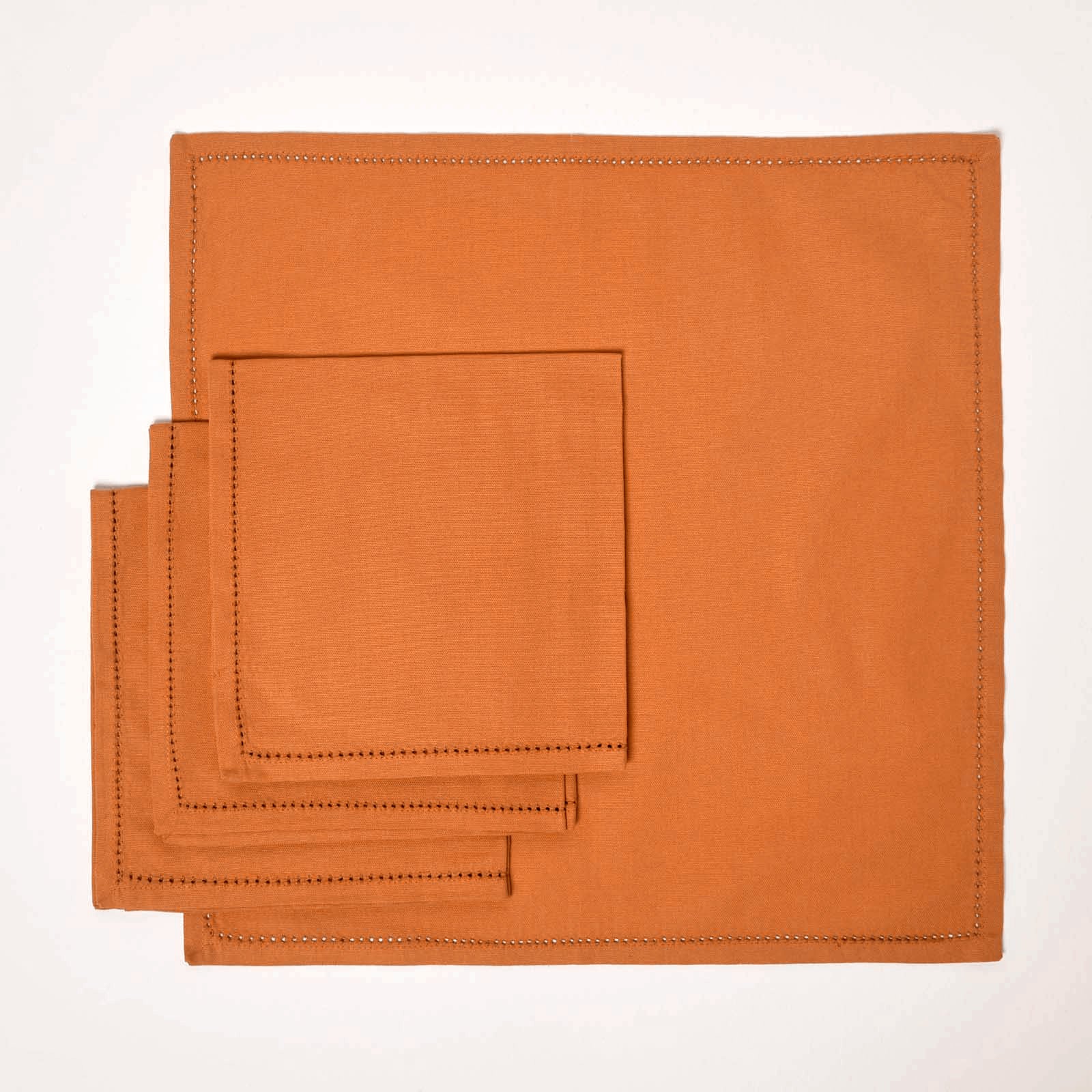 Plain Cotton Fabric 4 Napkins Set | 45cm x 45cm | Burnt Orange