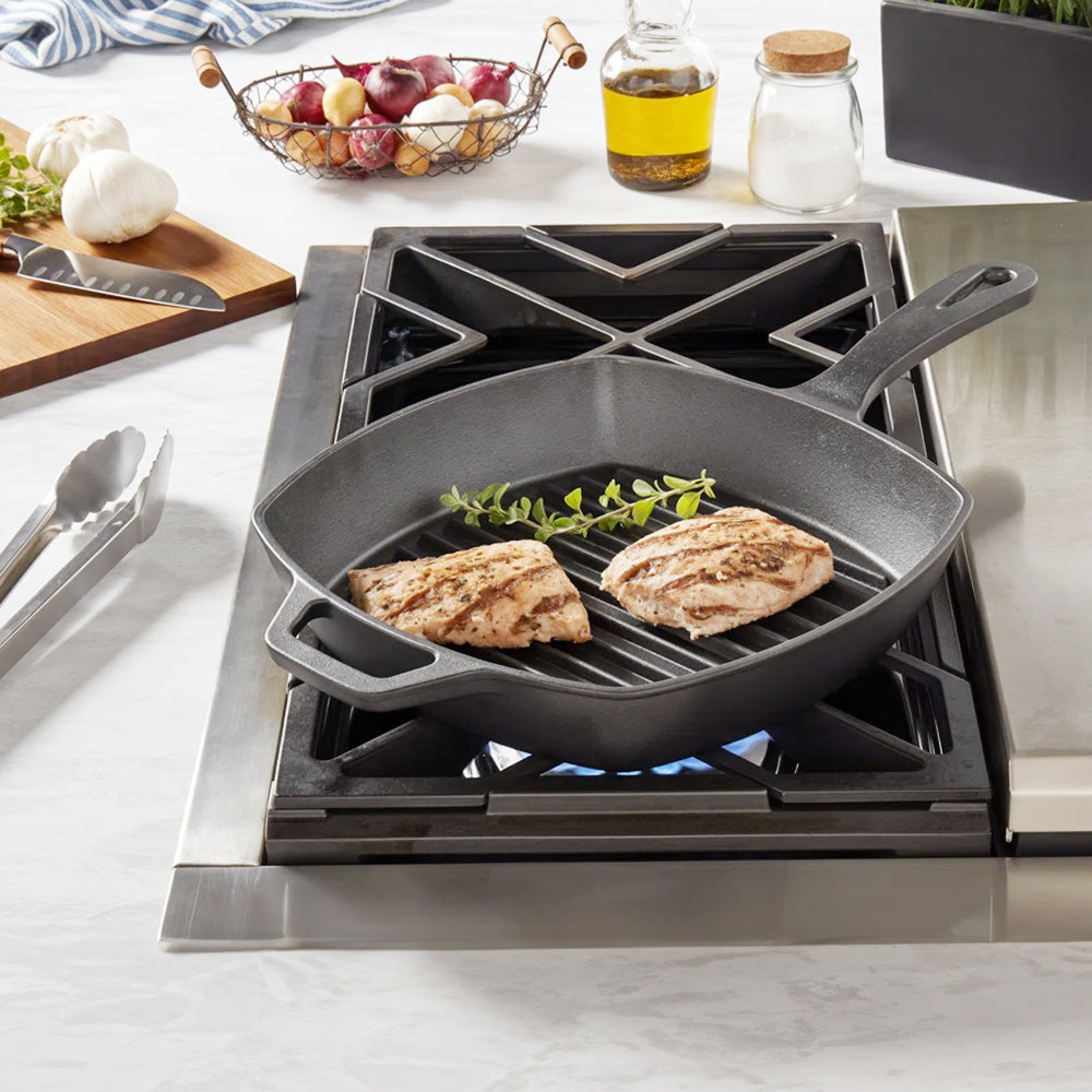 25cm W X 24cm D Rectangular Cast Iron Grill Pan