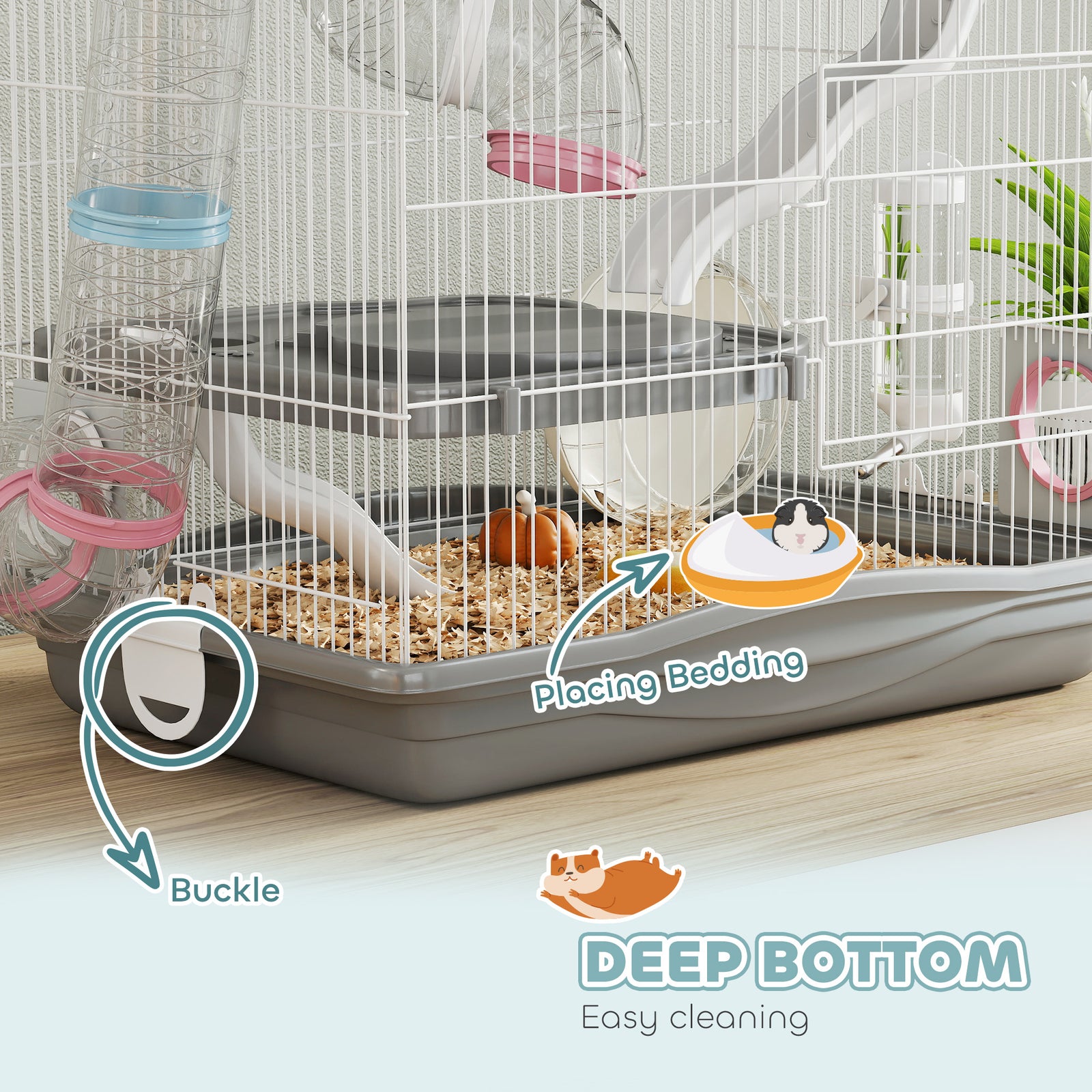 3-tier Hamster Cage, Gerbil Cage For Dwarf Hamsters, 45 X 30 X 45 Cm
