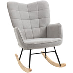 Wingback Rocking Chair For Nursing W/ Steel Frame | One Size | Light Slate Gray