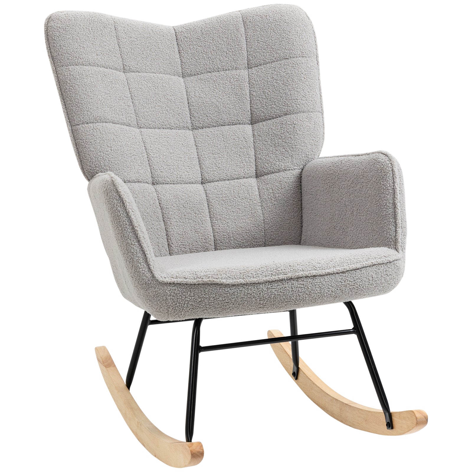 Wingback Rocking Chair For Nursing W/ Steel Frame | One Size | Light Slate Gray