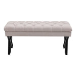 Mid Century Button Tufted Linen Upholstered Bed End Bench