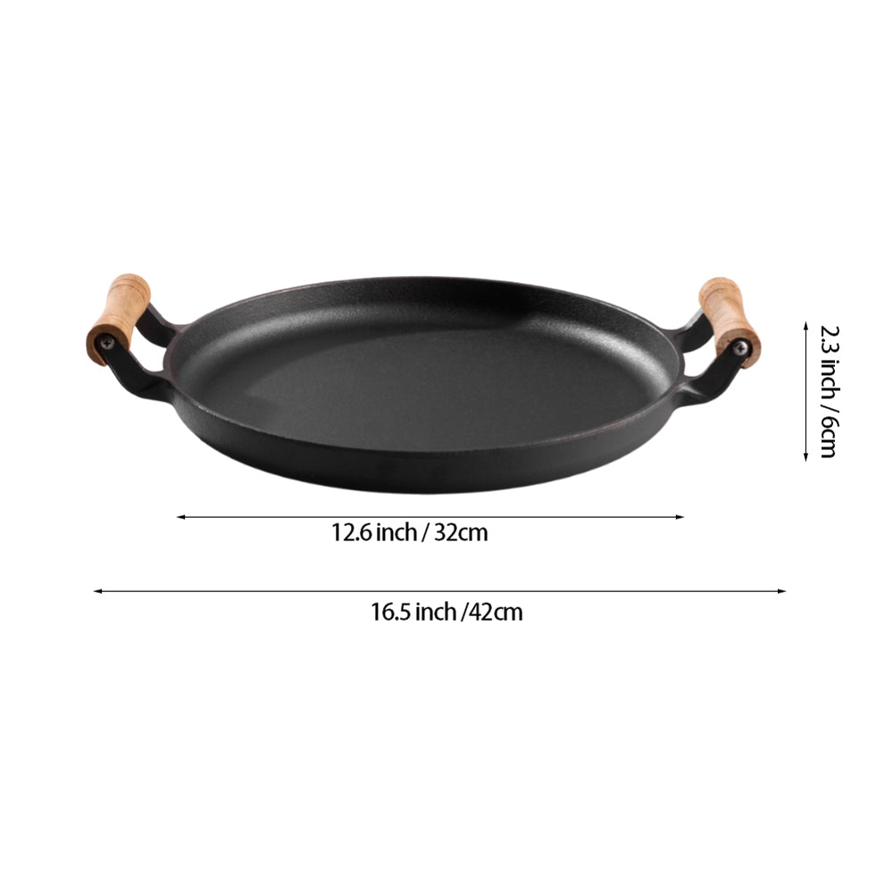 Living and Home 32cm Dia Dual-handle Round Cast Iron Skillet